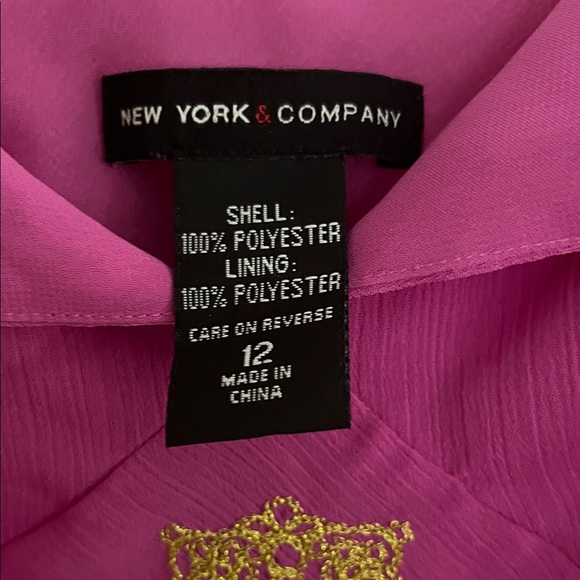 New York & Company Fuchsia Dress with Gold Embellishment - Picture 2 of 5